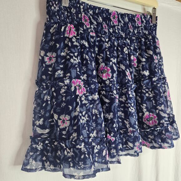 Vineyard Vines Helenium Ruffle Tiered Skirt Deep Bay Floral NWT Size L - Picture 2 of 9